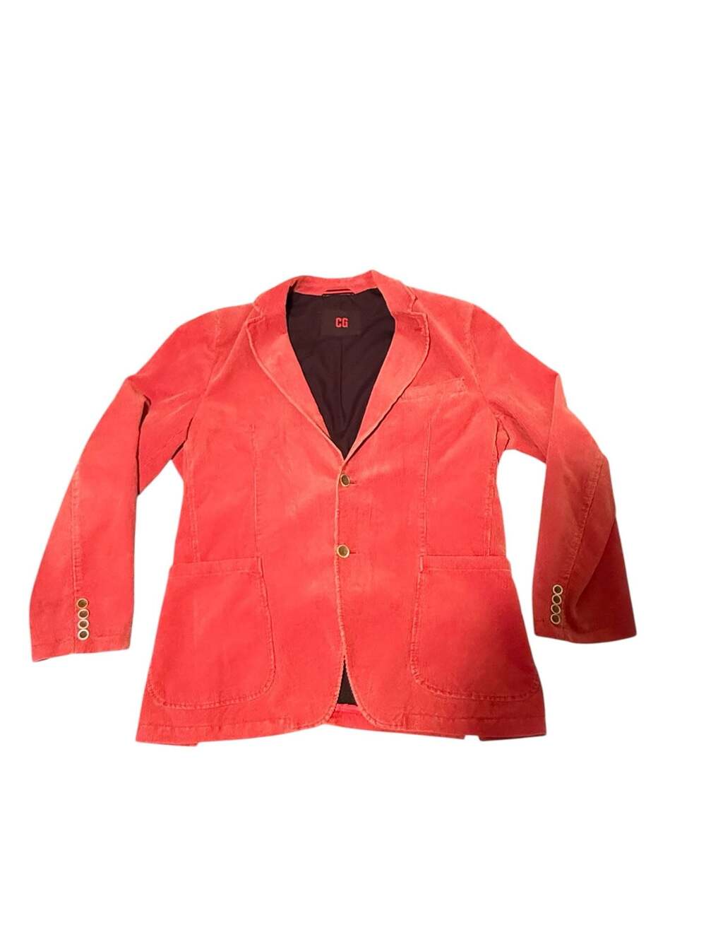 CG - Club of Gentlemen Red Corduroy Two-Button Blazer Jacket